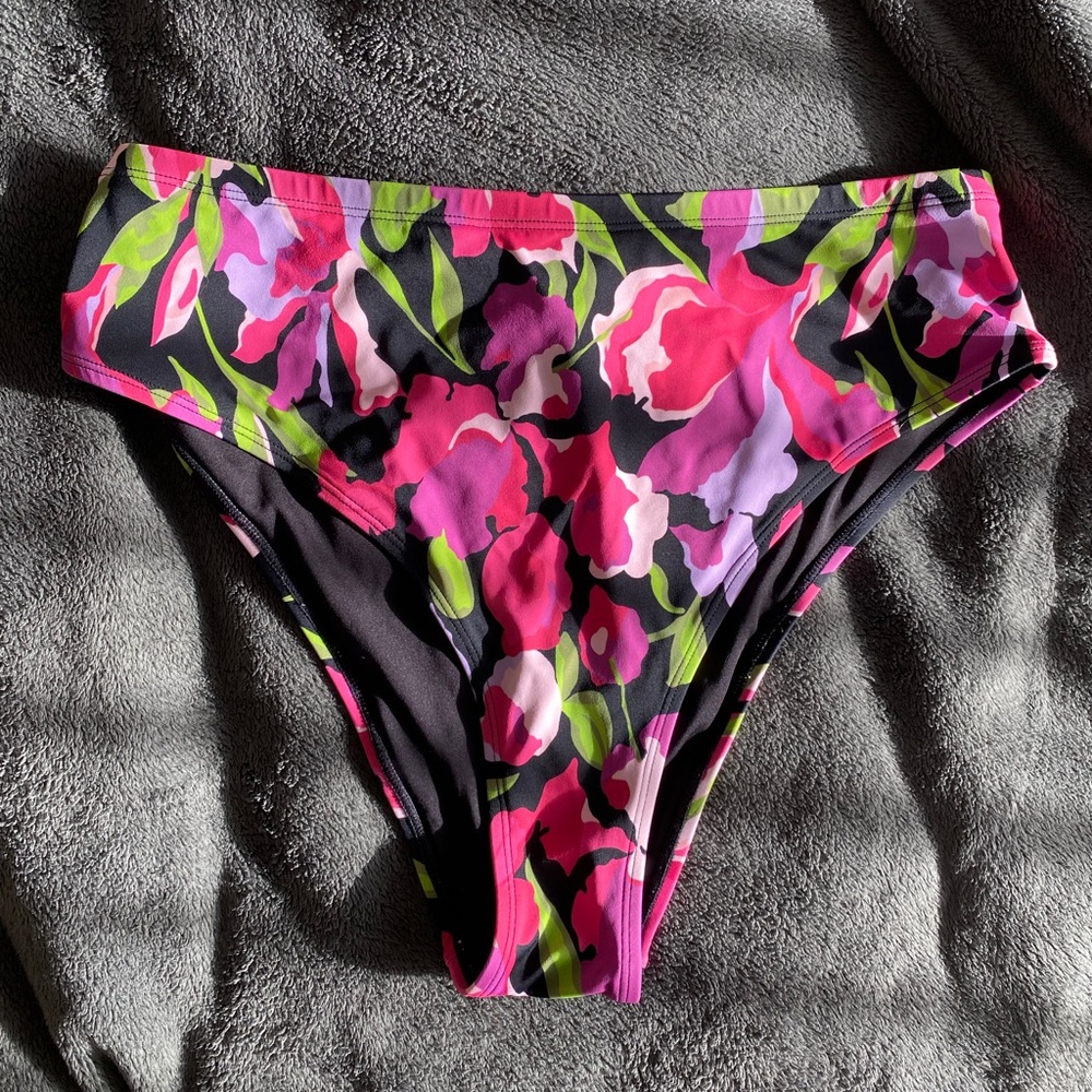 Blush Lingerie High-waisted High-Cut Floral Bikini Bottoms